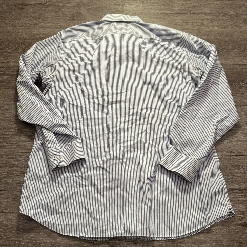 Banana Republic Shirt Men XL Blue Cotton Non-Iron Camden Fit Stripe Business New